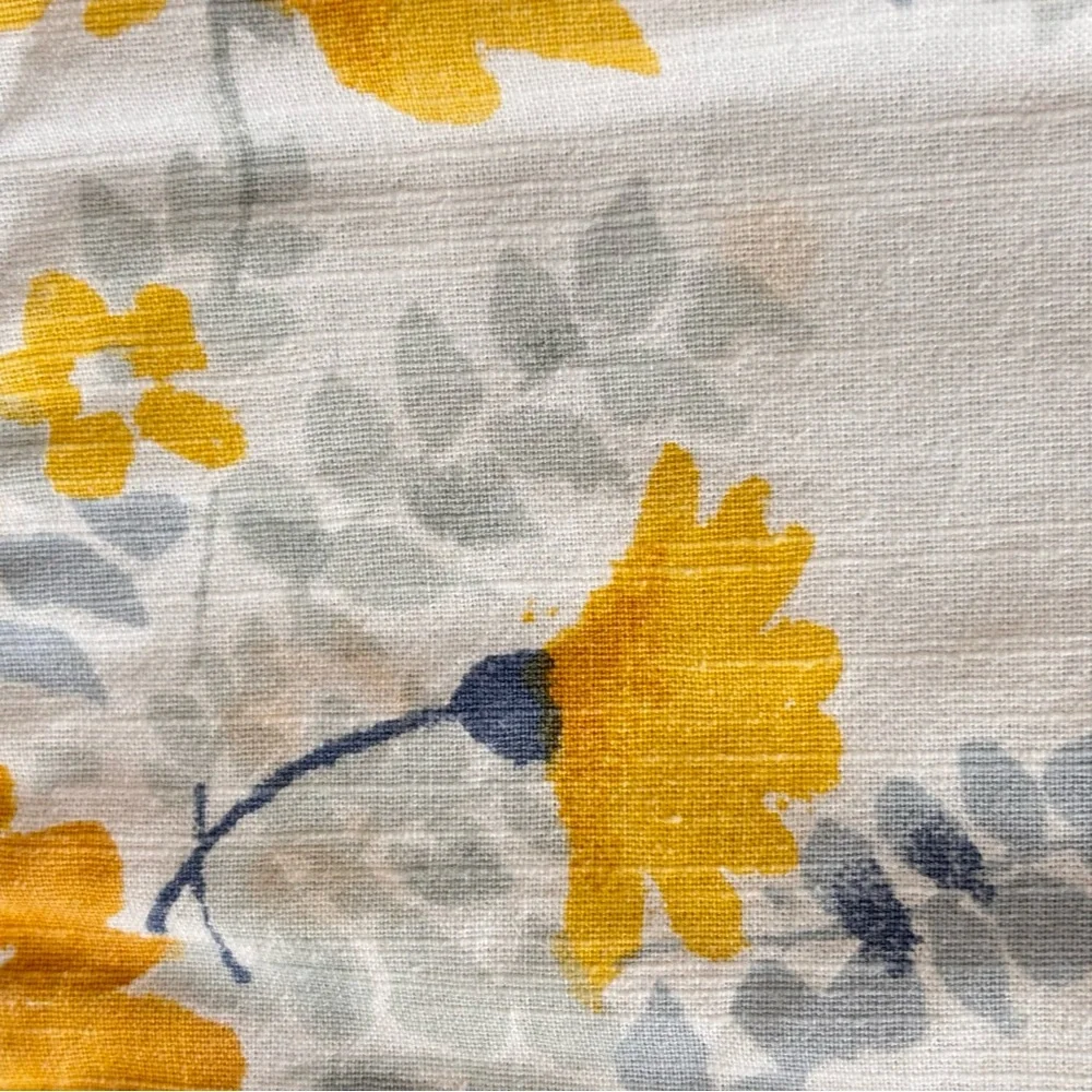 Nicole Miller Yellow and Blue Floral Reversible Stripe Cotton Placemats Set of 6